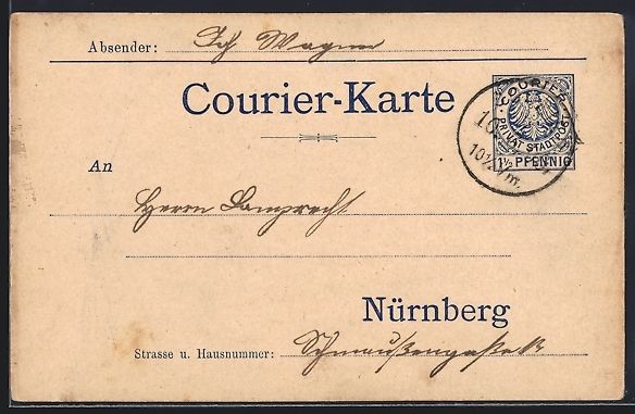 Cartoline postali: Nürnberg, Ganzsache der Privaten Stadtp – Usato da Berlin venduto da bartko-reher