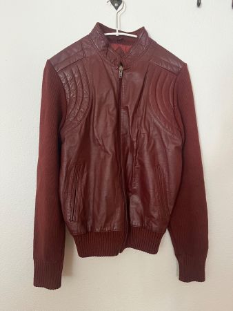 Veste vintage laine & cuir :)
