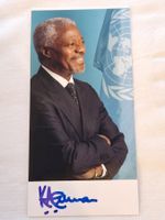 Kofi Annan, Original Autogramm auf Foto in Farbe