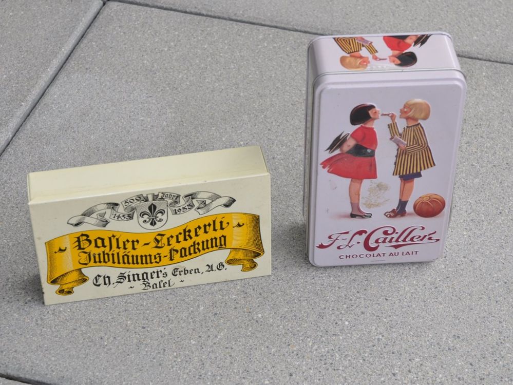 zwei Blechschachteln Cailler &amp; Basler Läckerli | Kaufen auf Ricardo