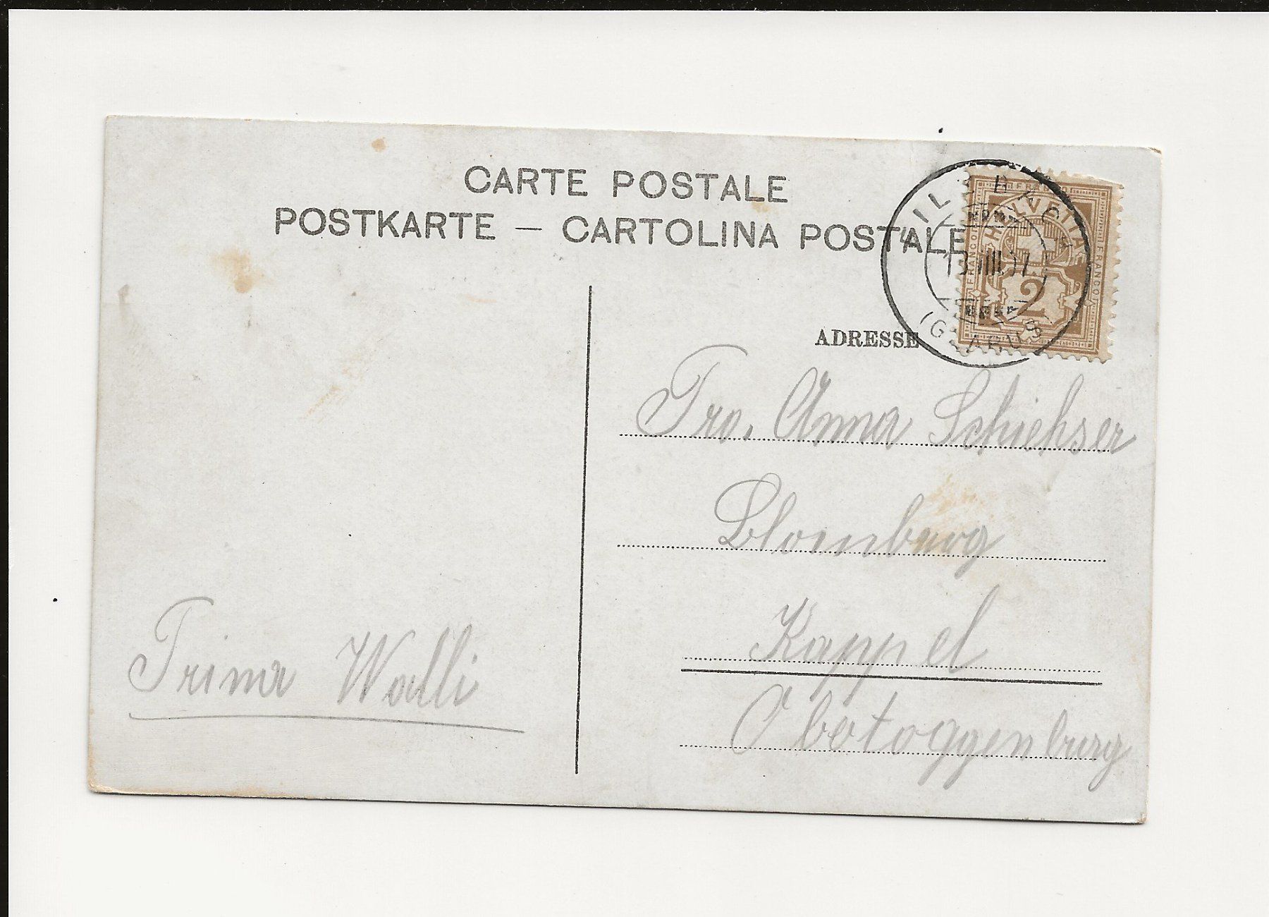 Ansichtskarten: AK 1917 Obstalden GL am Walensee – Gebraucht aus Greifensee von 315WDO 1