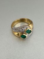 Vintage 18K Gold Ring, mit Smaragde und Diamanten