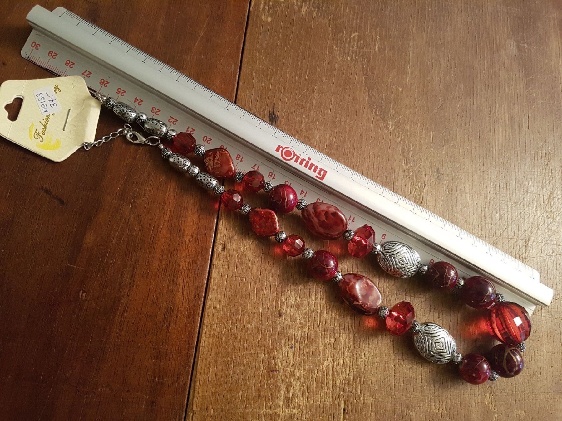 Ketten: Kette tiefrot silberfarben, ca. 57 – Gebraucht aus Ettingen von Maranathatalitha 8