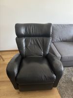 Sessel Leder schwarz mit Fussauflage