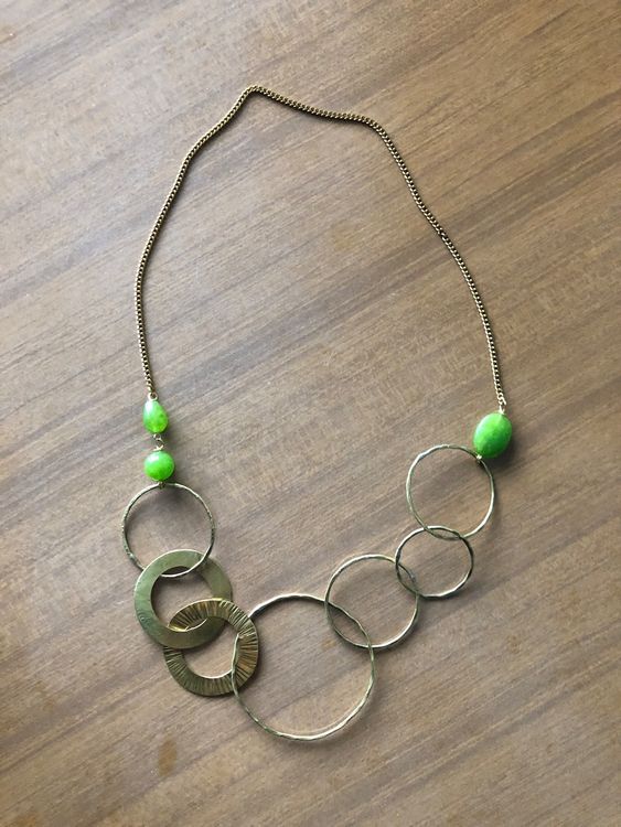 Lebole Orecchini Lunghi The Circle DOR02 | Pendenti In Ottone Con Pietre Verdi, Made In Italy - 2