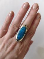 Silberring 925 mit blauen Stein, Grösse 53, Vintage Look