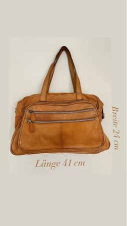 Pieces Ledertasche, Cognac, Vintage Look, Top Zustand!