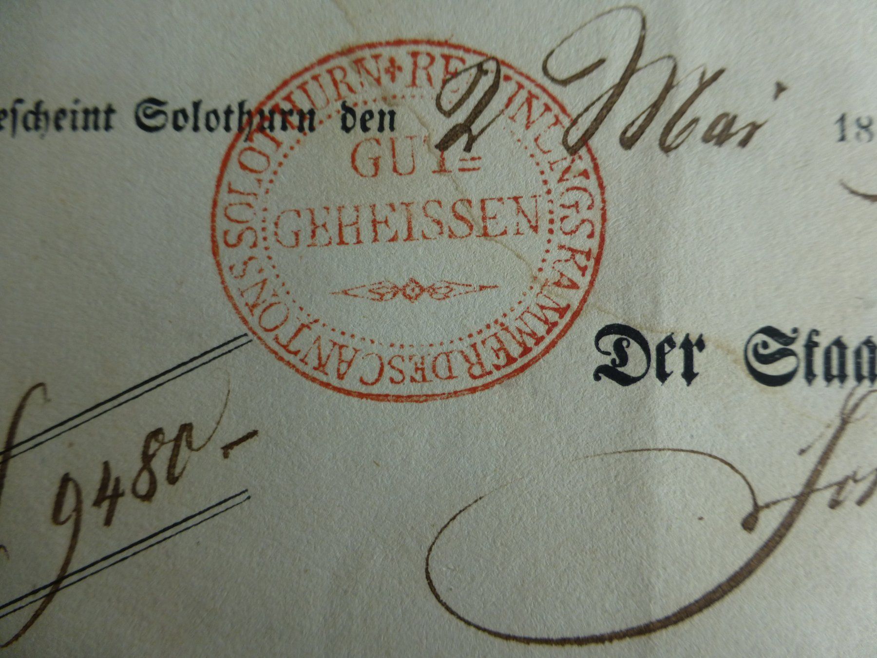 Dokumente: Solothurn, Quittung Nr. 207, 1849 – Gebraucht aus Bettlach von 1saurer 3