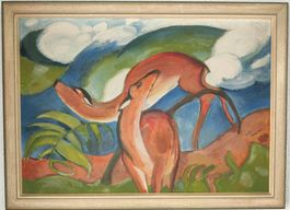 Replik Rote Rehe II Franz Marc 1912 unsigniert
