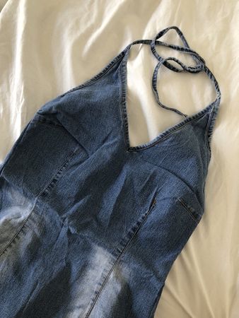 Jeans Neckholder Kleid