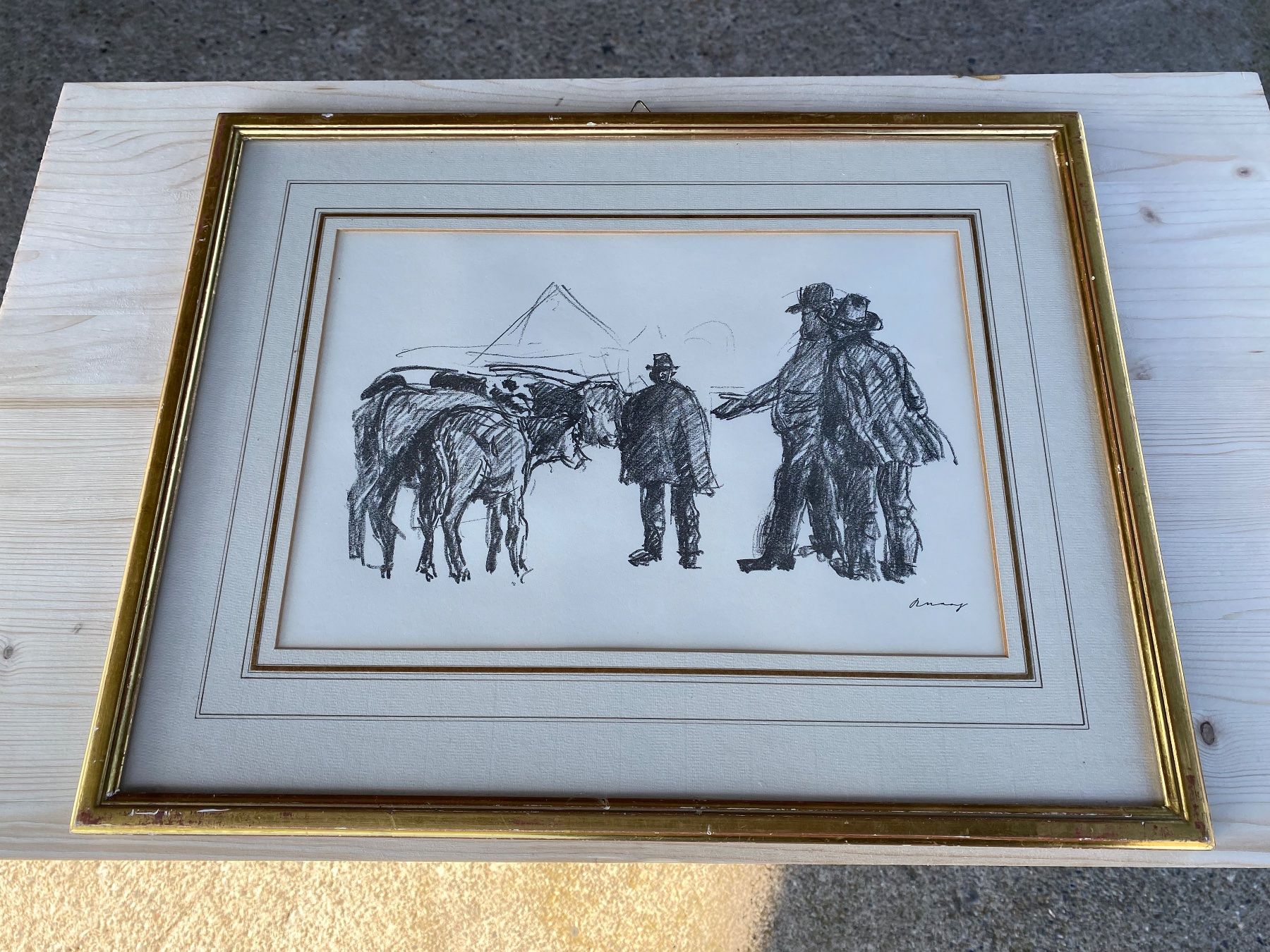 Glocken & Treicheln: schöne alte Lithographie von Viehmarkt – Gebraucht aus Feldbach von Olive1 3