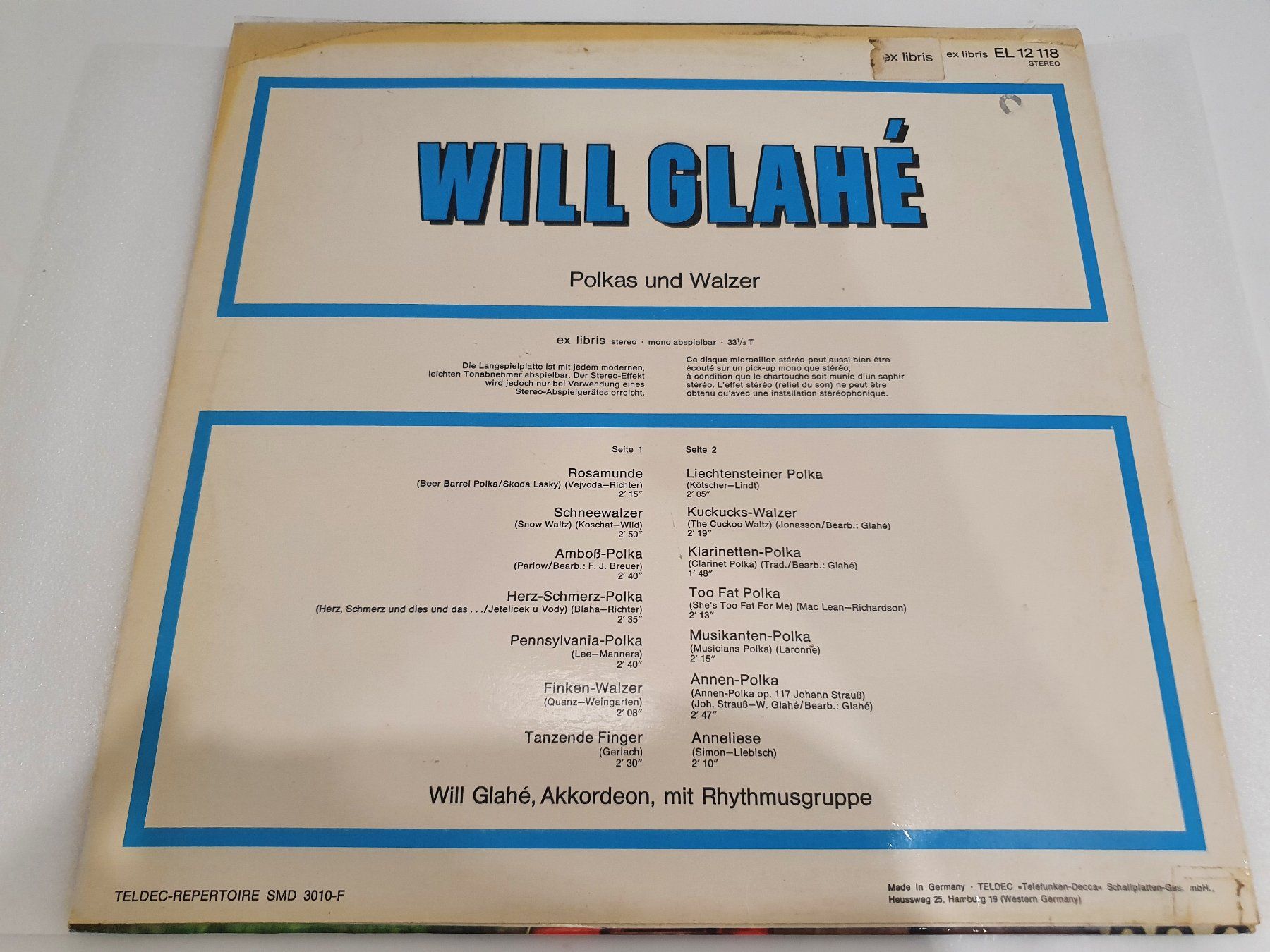 Dischi in vinile: Will Glahé – Polkas Und Walzer – Usato da Uster venduto da Vinyl-Leidenschaft 1