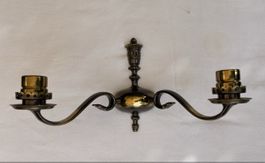 alte Wandlampe, 2-flammig, Messing Wandleuchte