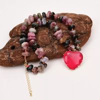 Toll Rot Herz Quarz Turmalin Halskette Collier Tourmaline