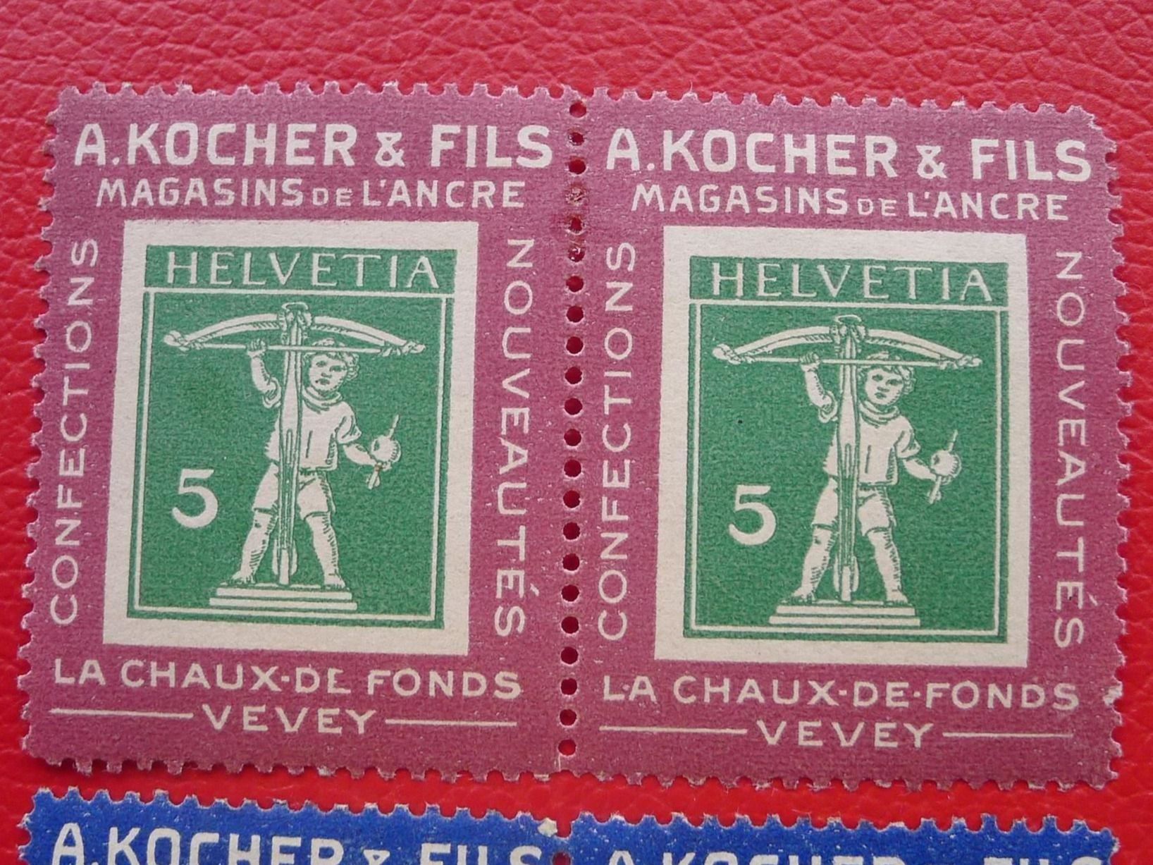 Tutti i francobolli: KOCHERMARKEN: 1909 - seltene PAARE: Nr. 2a+2b+2d – Usato da Sursee venduto da Luzernerraute 1