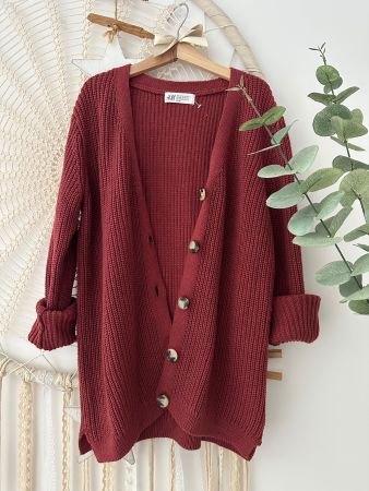Strickjacke Gr. 122/128 Bordeauxrot, Cardigan *NEUWERTIG