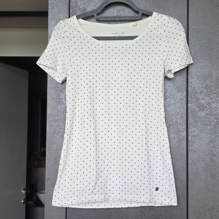 🐸 ESPRIT T-SHIRT XS SHABBY GETUPFT / MIT PUNKTEN NEU