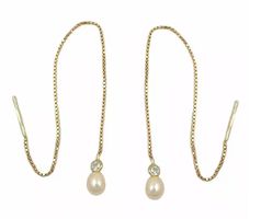 Paar Ohrhänger Durchzieher, 93mm Kettchen, 9Kt GOLD