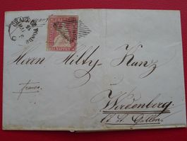 1855: Strubelbrief mit 24A, Chaux-De-F. n. WERDENBERG, 450.-