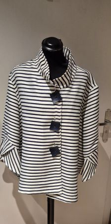 Damen Jacke schwarz - weiss gestreift Kragen Gr. 22 = 44