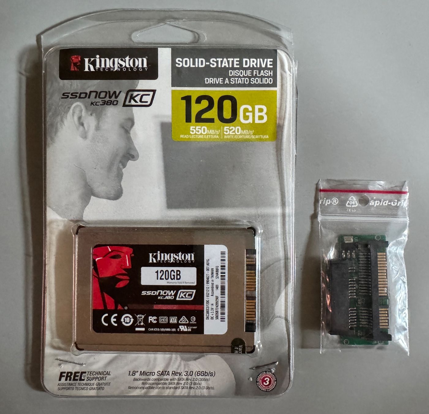 Kingston Harddisks: Kingston SSD im seltenen 1.8" Gehäuse, mit microSATA Adapter – Gebraucht aus Konolfingen von Ursesa