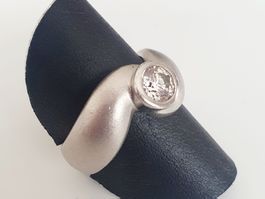 Solitär-Spannring ,Ring Silber 925 mit Stein Gr.17,6 mm