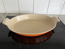 Gusseisen Bräter oval Le Creuset, grösse 32, orange/beige