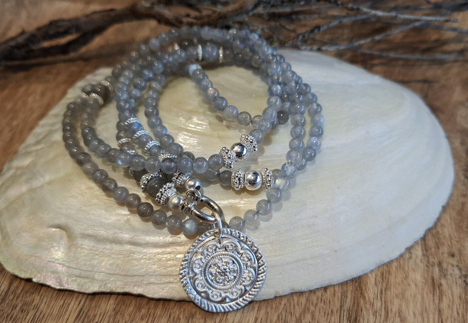 Catenine: LABRADORIT -  Edelsteinkette - Sterling Silber - grau – Nuovo e nell'imballaggio originale da Mühlethal venduto da nicita-modeschmuck 3