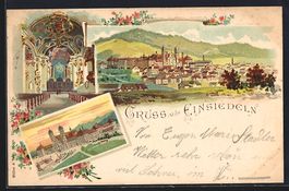 Litho Einsiedeln, Gesamtansicht, Kloster