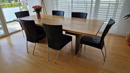 6 Leder-Esszimmerstühle dunkelblau, günstig, gebraucht