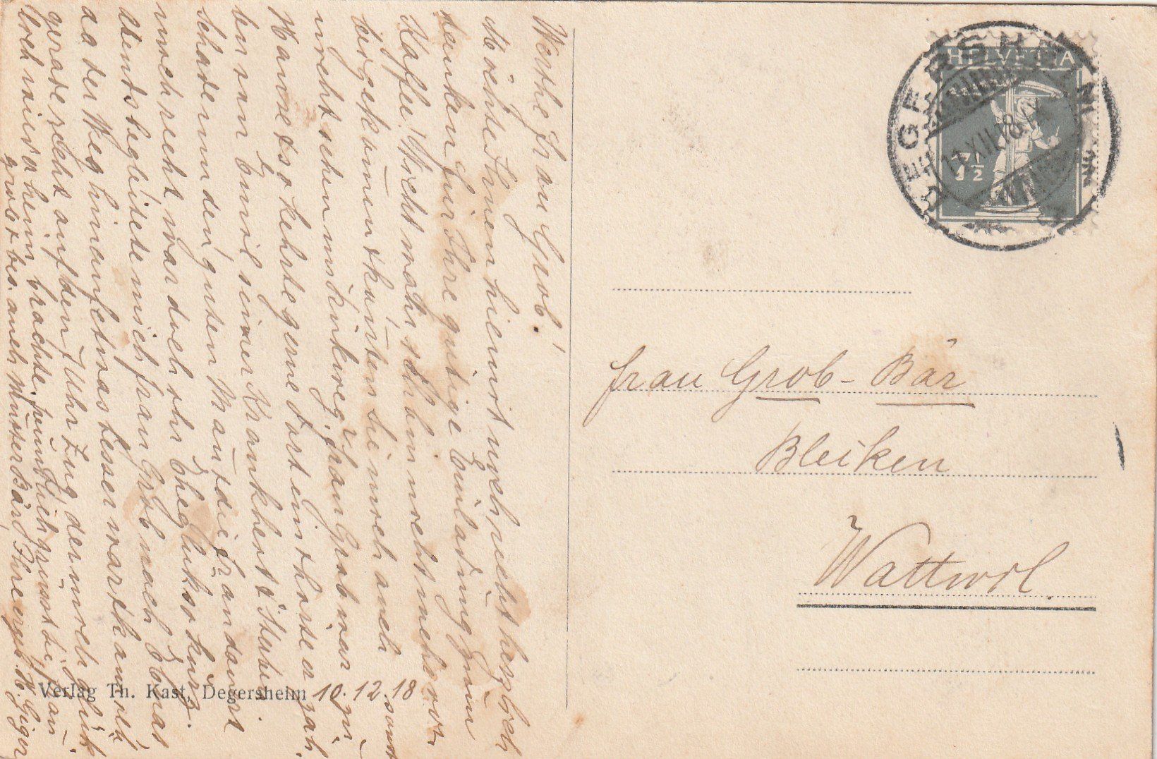 Cartoline postali: Degersheim – Usato da Rorschacherberg venduto da fratovi2 1