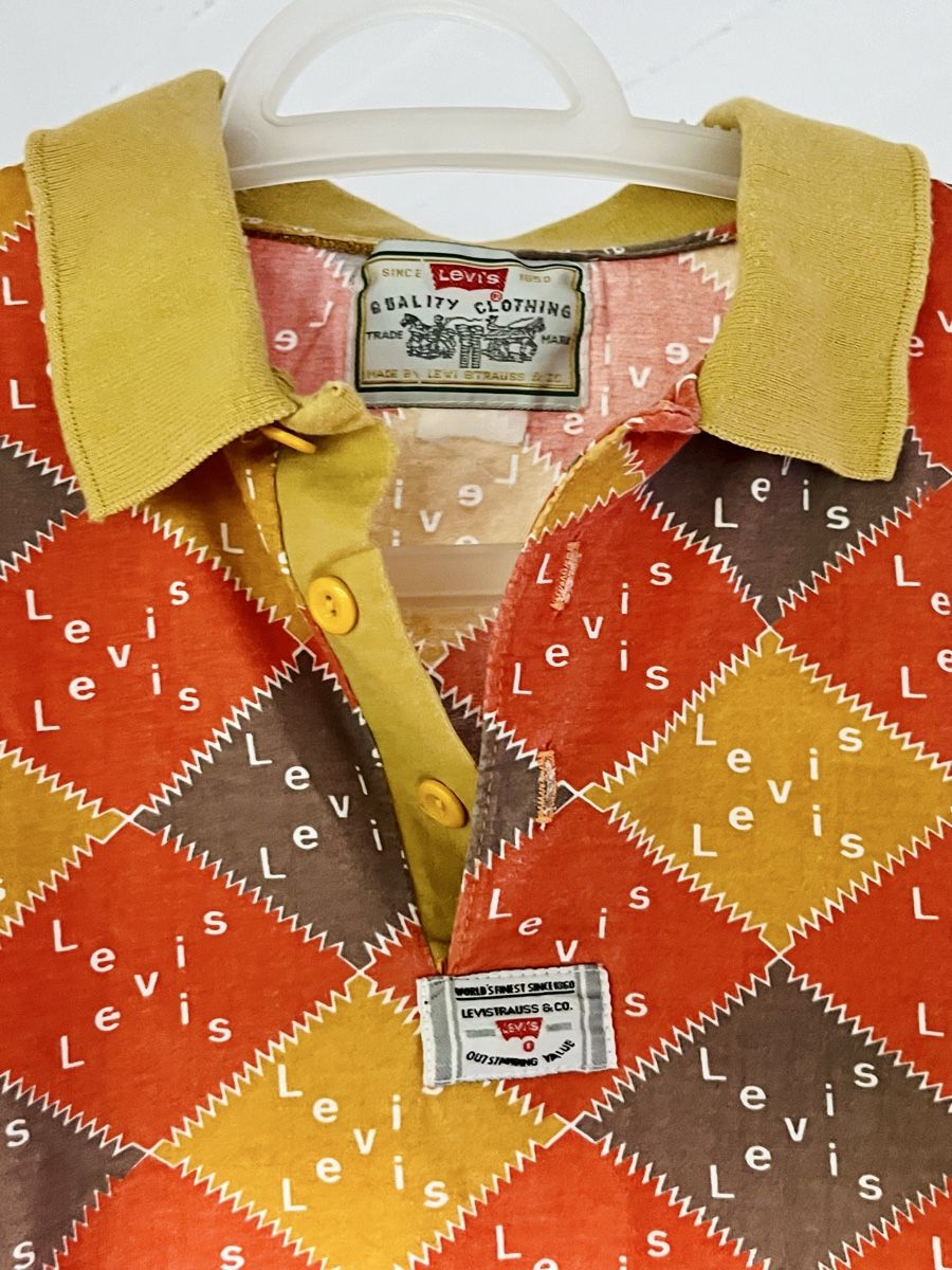Levi's Polo-Shirts: Vintage Levi's Polo Shirt, Retro Argyle Patchwork Print Gr.M – Gebraucht aus Zürich von Hypera 3