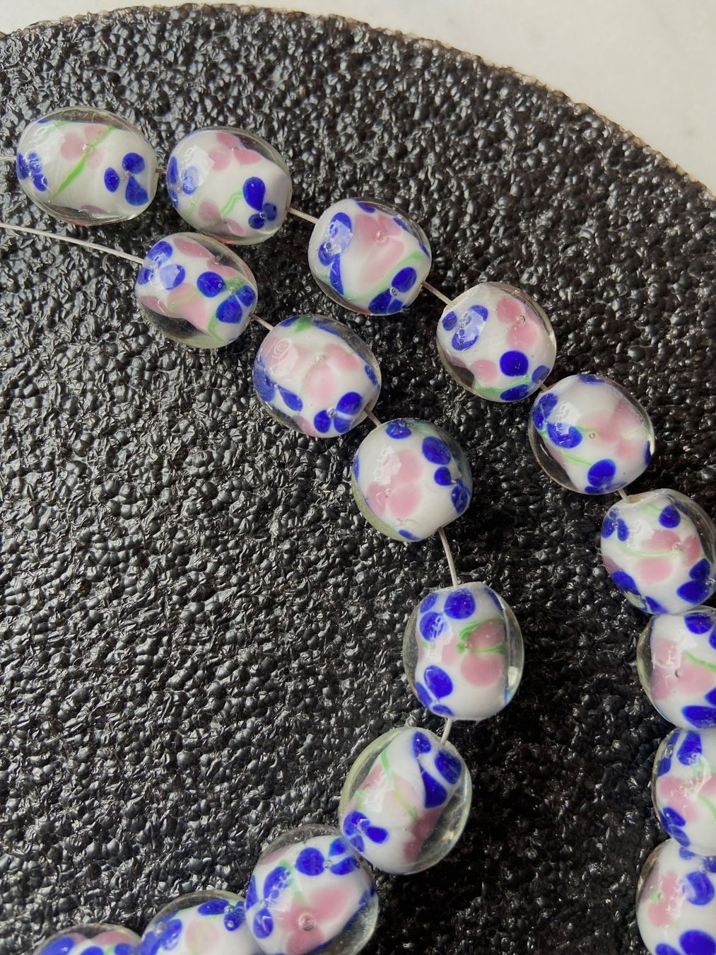 Perle (finte): Schöne Blüemli Lampwork Perlen – Nuovo (secondo la descrizione) da Zuerich venduto da Perlen-Decor 2
