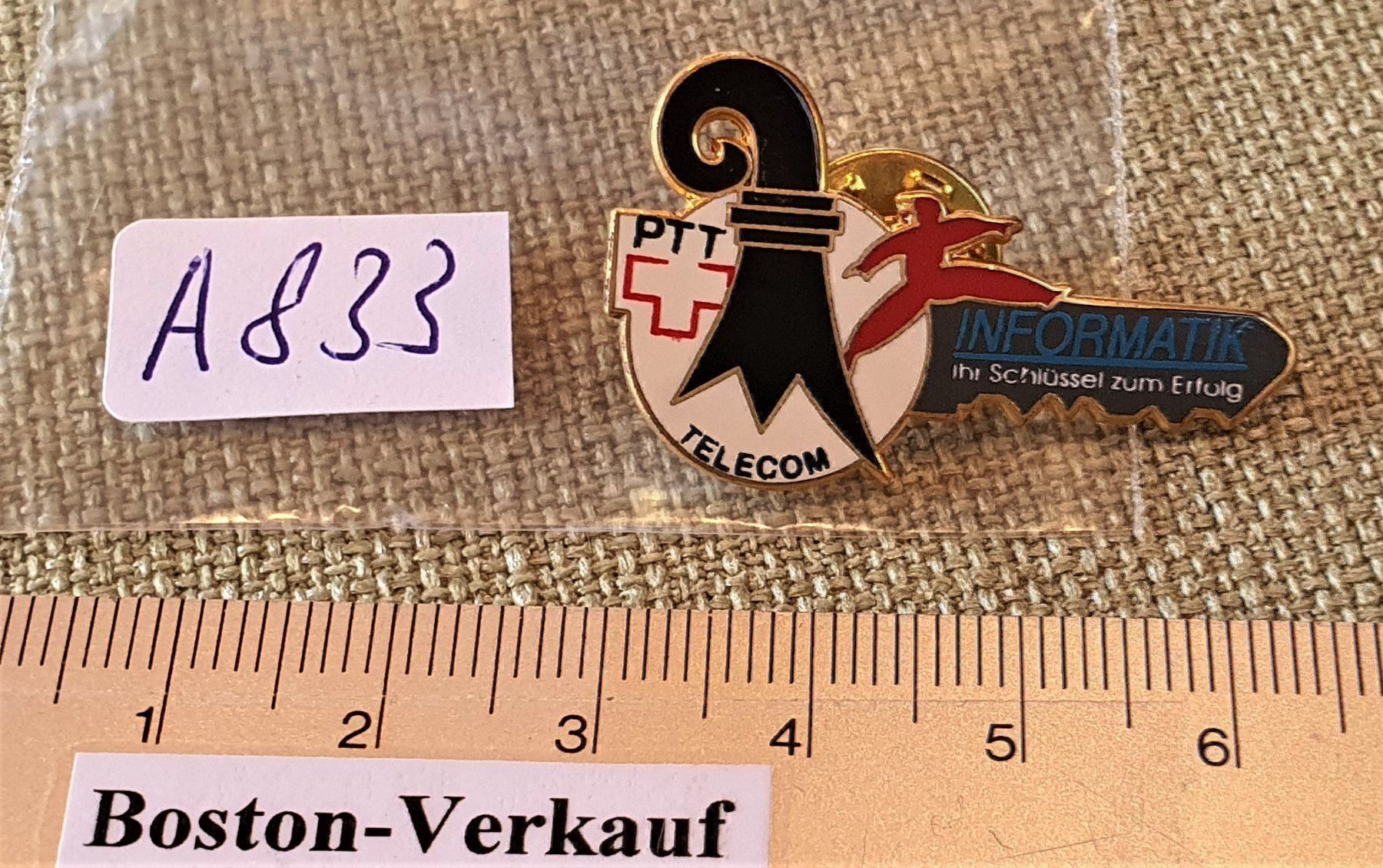 Placchette & Badge: A833 - PTT Basel Stab Telecom Informatik – Usato da Reinach BL venduto da Boston-Verkauf 2