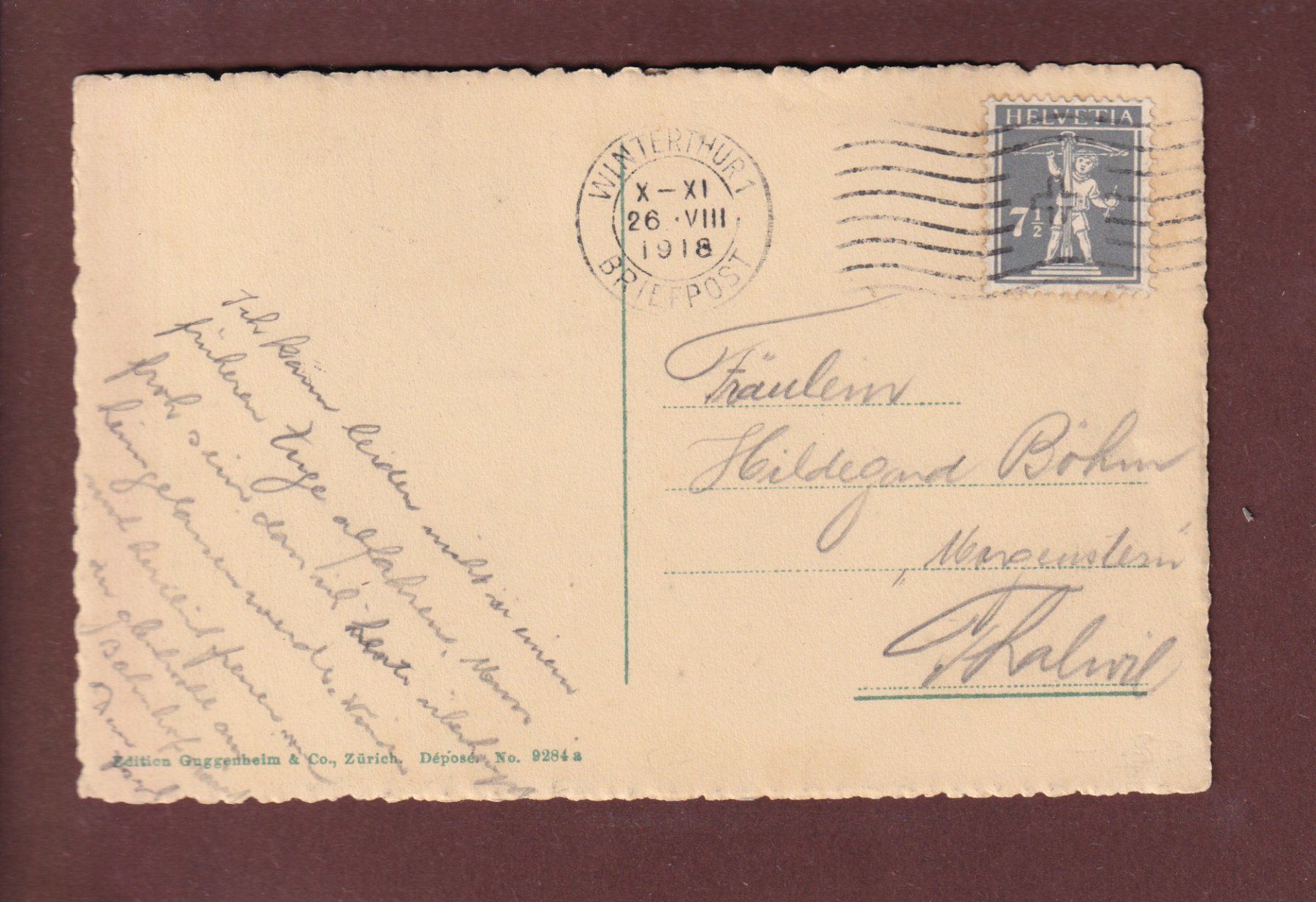 Cartoline postali: WINTERTHUR - Stadthaus - 1918 // abgelöste Schichten // – Usato da Pully venduto da nicecards 1