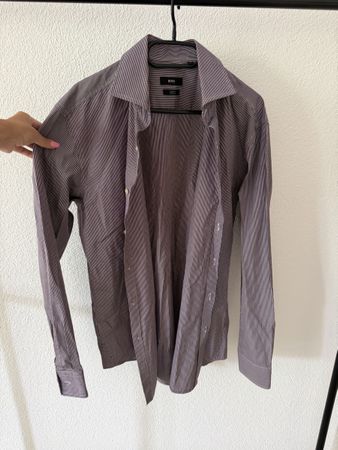 BOSS Hugo Boss Shirt Slim Fit Size 41 Purple Stripes