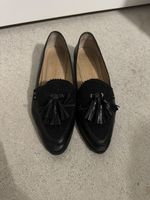 Schwarze Lederloafers mit Quasten Gr. 37