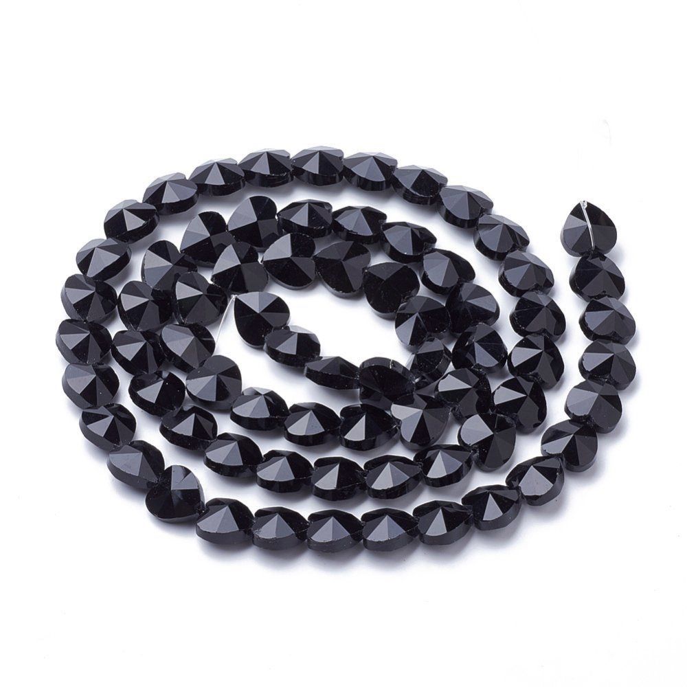 Perle (finte): 5 Herz Glas Luxus schwarz facett. 14mm – Nuovo (secondo la descrizione) da Alpnachstad venduto da perlengaby 1