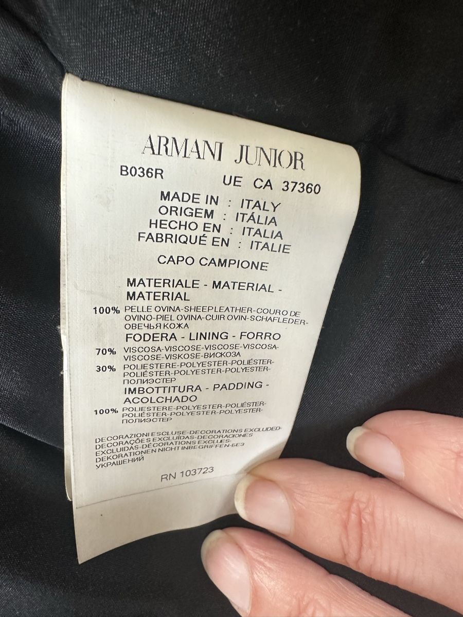 Armani Giacche & Cappotti: Armani Junior leather bomber jacket Sz 8A – Usato da Versoix venduto da oksabb 2