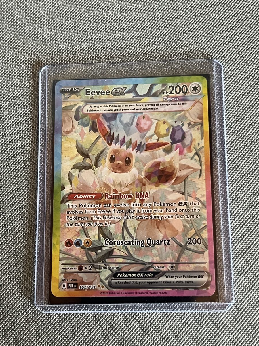 Cartoline: Carte Pokémon EEVEE EX 167/131 EN Prismatic Evolutions – Nuovo e nell'imballaggio originale da Villars-Ste-Croix venduto da Maaaat