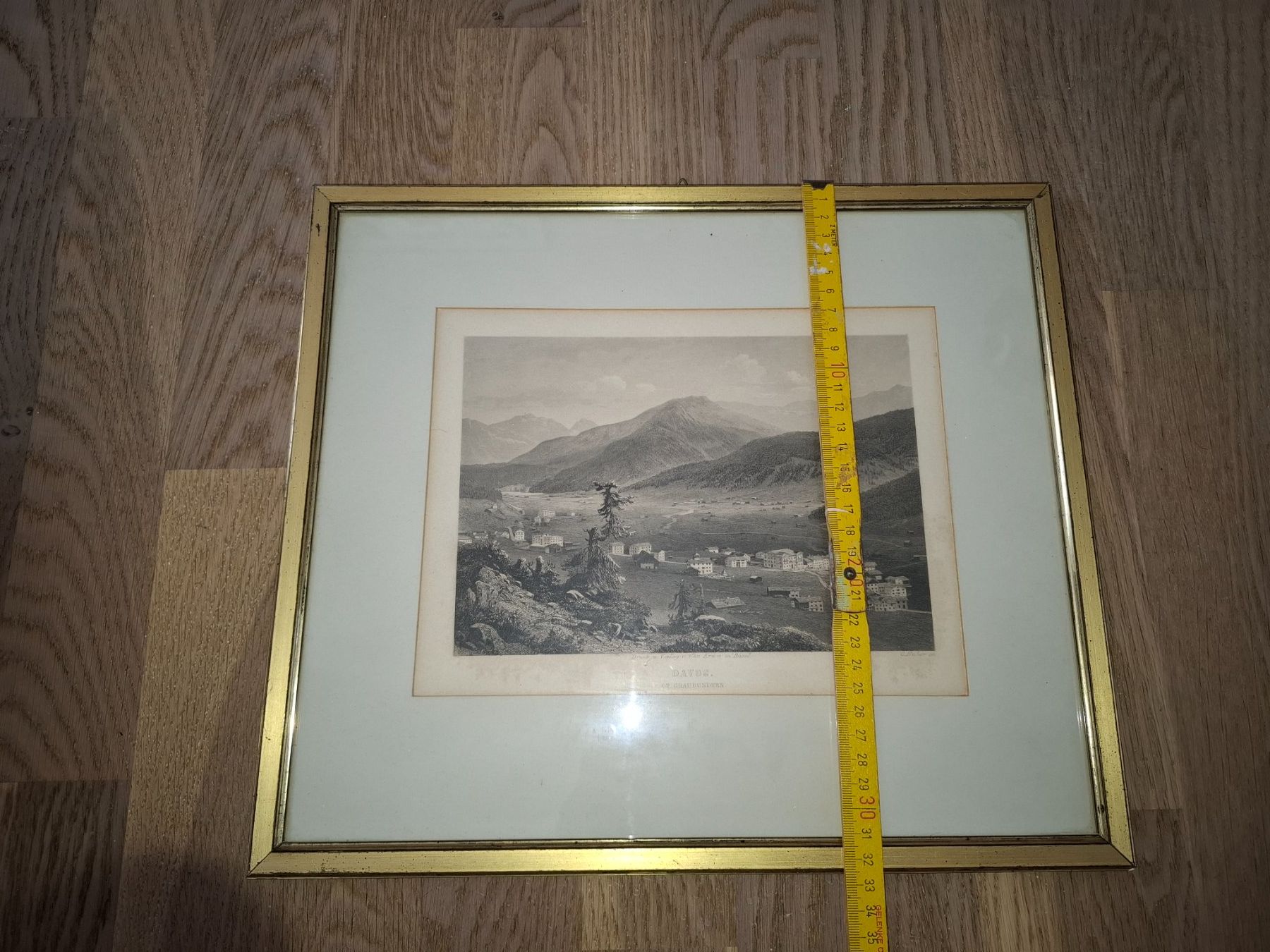 Stiche: Originaler alter Stich von Davos, um ca. 1865, . 38 x 33 cm – Gebraucht aus Meilen von Anfield1 4