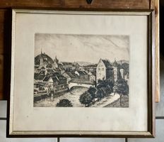 Alte Radierung ? Baden, Aargau  von 1940