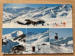 Vintage Postkarte Arosa Winter Ferien Schnee Berge Schweiz 1