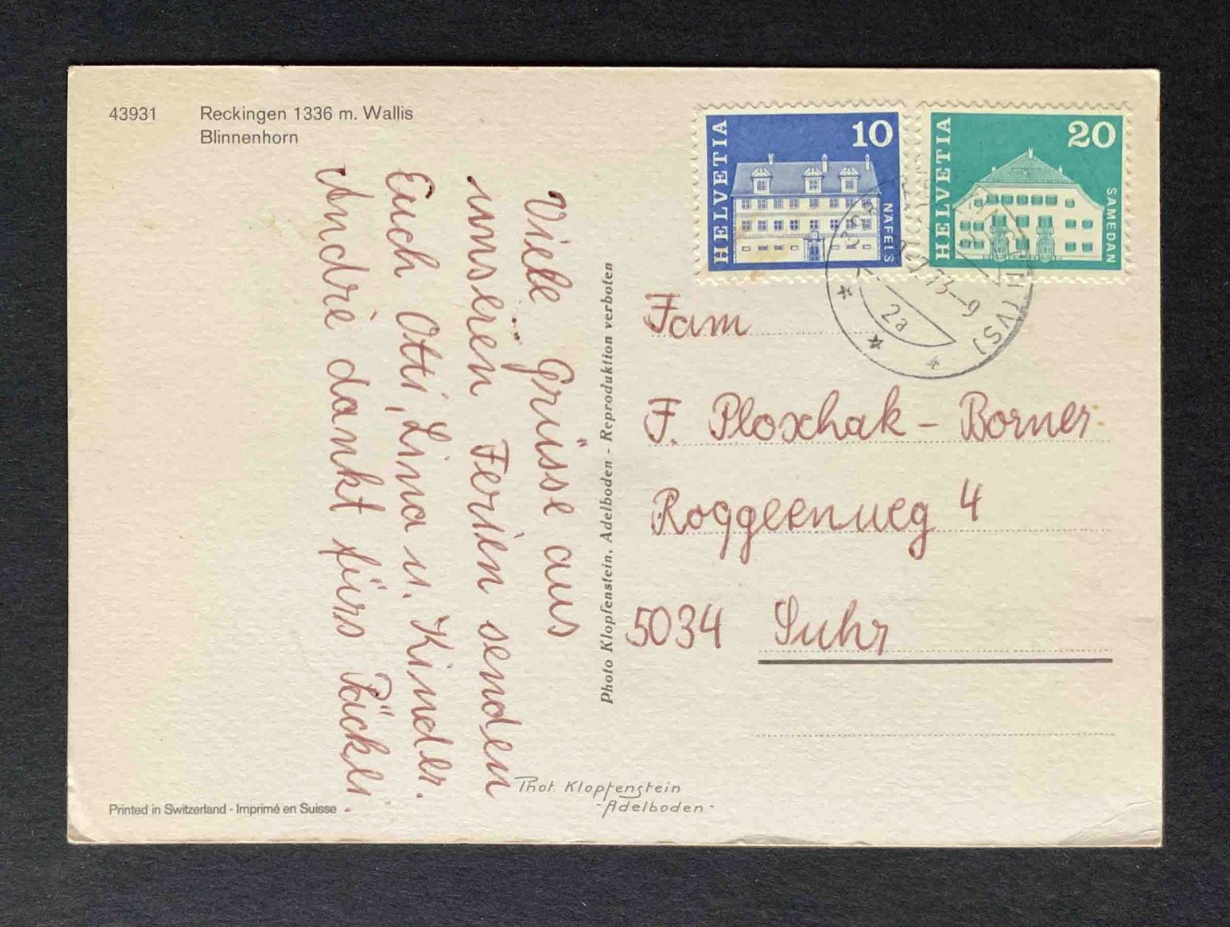Cartoline postali: AK Reckingen Wallis Blinnenhorn – Usato da Goldau venduto da artelier1 1