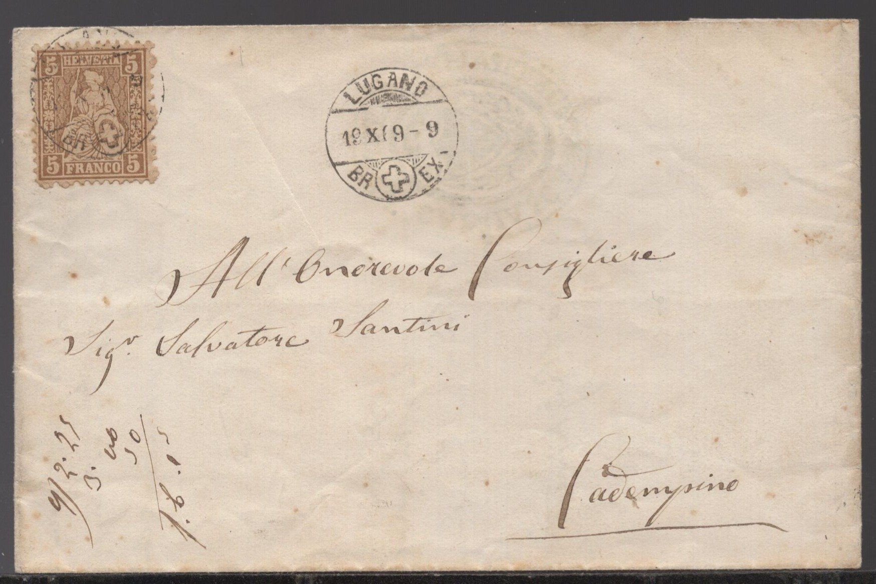 Tous les timbres: LUGANO 19.X.69  Dokument:  DI PONTE CAPRIASCA – D'occasion à Aarau par kufi44
