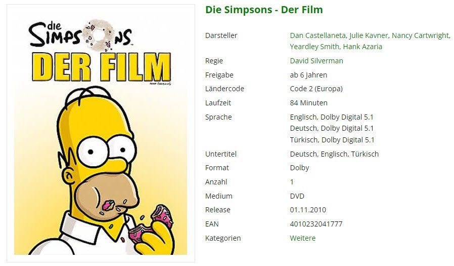 Tutti i DVDs: Die Simpsons - Der Film (DVD) – Usato da Buchrain venduto da Sssschaller