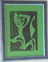 Abstrakter Linolschnitt aus Galerienachlass
