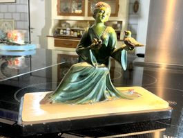 ART DECO FRAUSKULPTUR ZINKGUSS MARMOR FRANKREICH UM 1930
