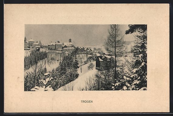 Cartoline postali: AK Trogen, Ortsansicht im Schnee – Usato da Berlin venduto da bartko-reher