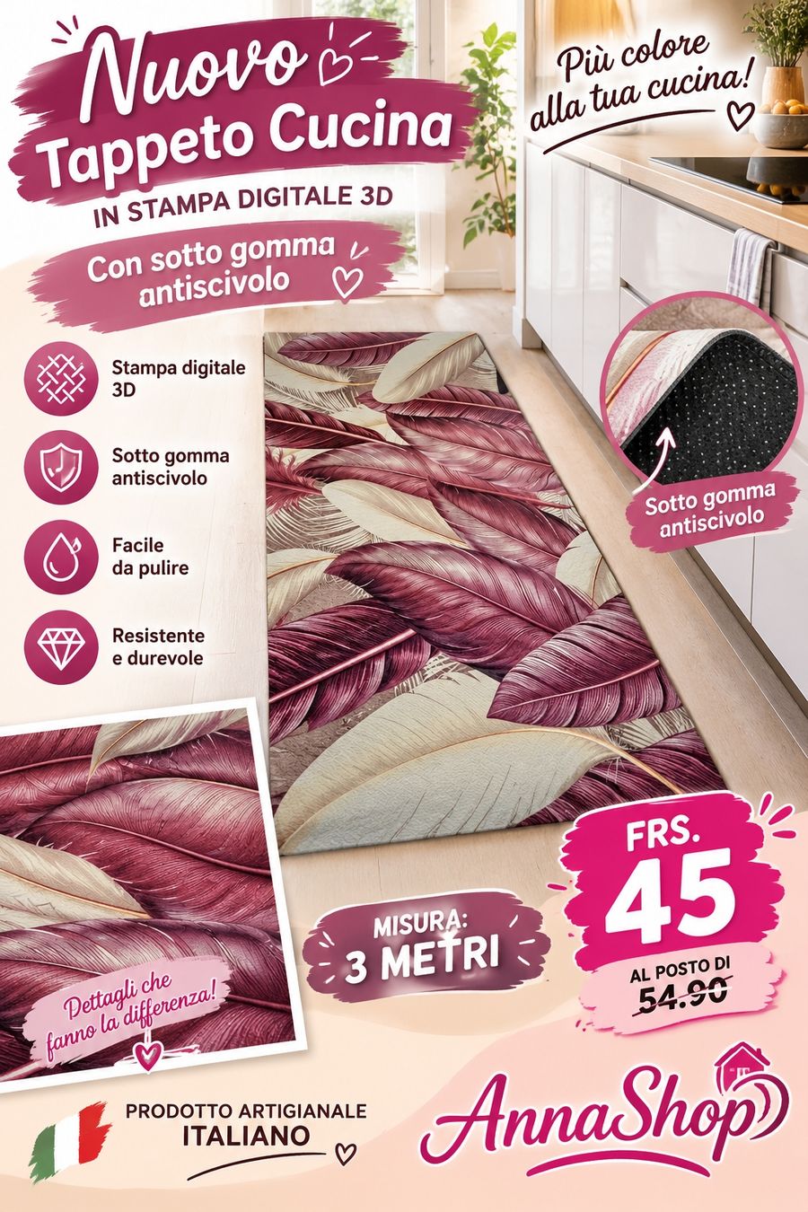 Tappeti: Tappeto antiscivolo – Nuovo e nell'imballaggio originale da Contone venduto da AnnaShop26